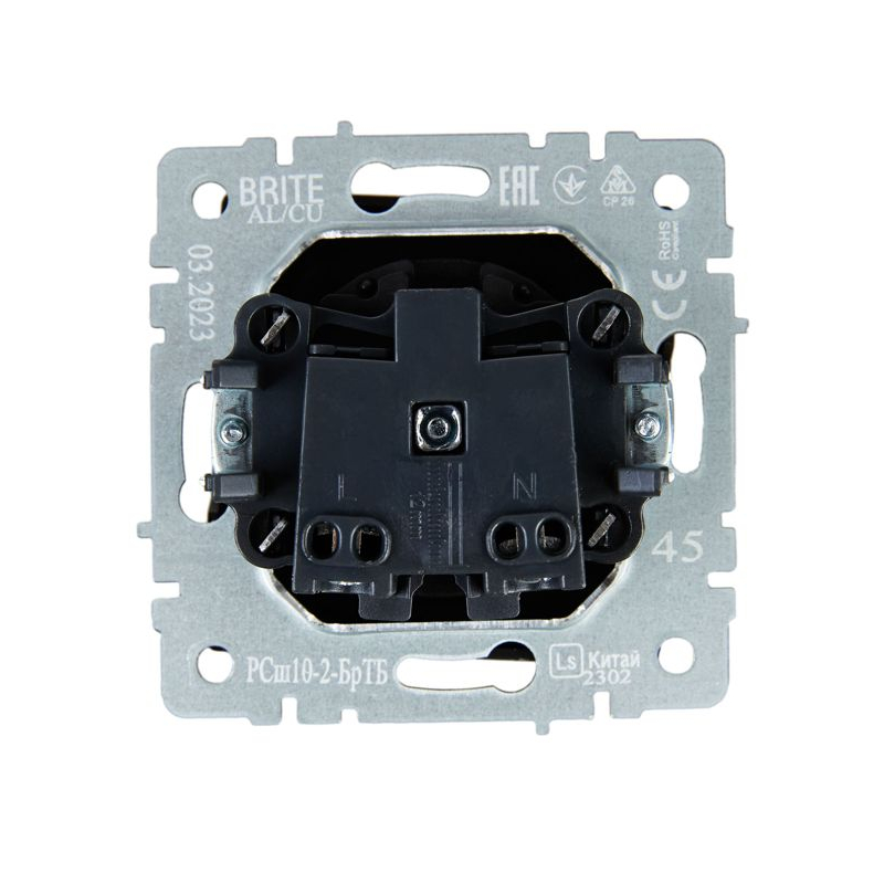 BRITE Розетка 1-местная без заземления с защитными шторками 10А РСш10-2-БрТБ темная бронза IEK
