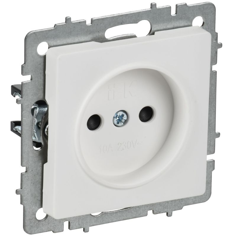 BRITE Розетка 1-местная без заземления с защитными шторками 10А РСш10-2-БрАБ арктический белый IEK