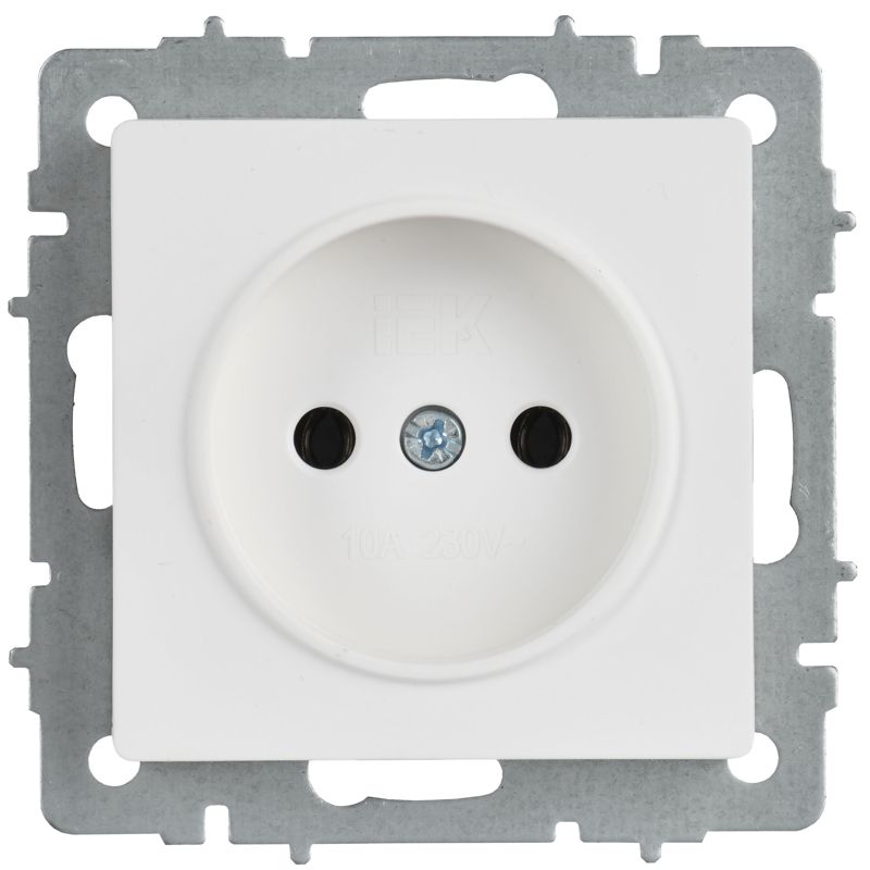 BRITE Розетка 1-местная без заземления с защитными шторками 10А РСш10-2-БрАБ арктический белый IEK