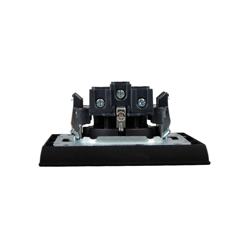 BRITE Розетка 1-местная с заземлением с защитными шторками 16А в сборе РСР14-1-0-БрЧ черный IEK