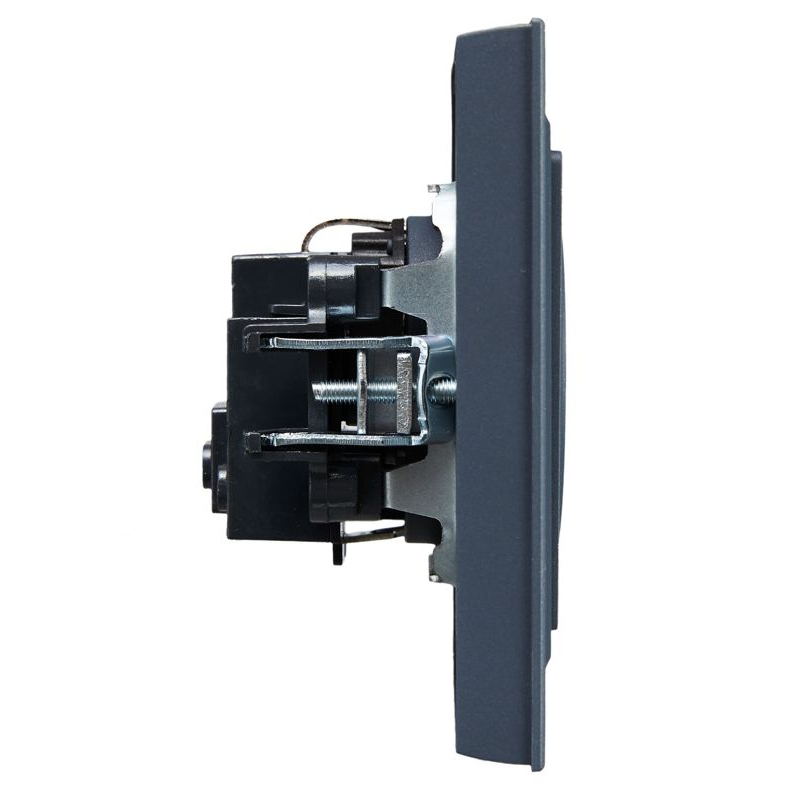 BRITE Розетка 1-местная с заземлением с защитными шторками 16А в сборе РСР14-1-0-БрМ маренго IEK