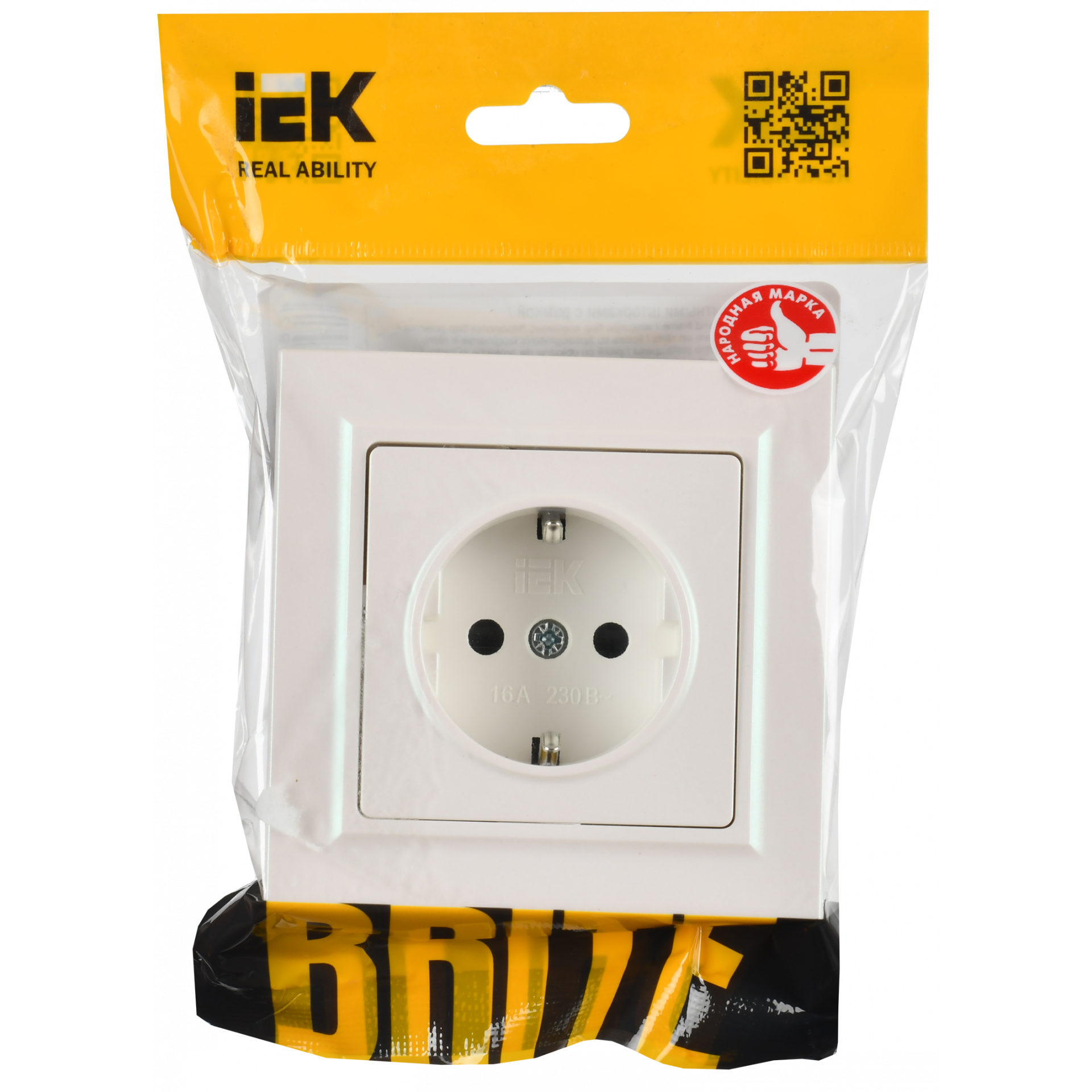 BRITE Розетка 1-местная с заземлением с защитными шторками 16А в сборе РСР14-1-0-БрЖ жемчуг IEK