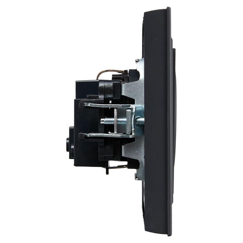 BRITE Розетка 1-местная с заземлением с защитными шторками 16А в сборе РСР14-1-0-БрГ графит IEK