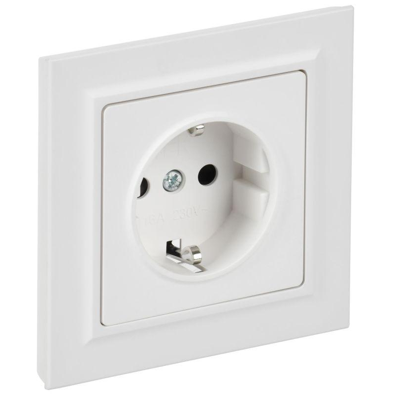 BRITE Розетка 1-местная с заземлением с защитными шторками 16А в сборе РСР14-1-0-БрАБ арктический белый IEK
