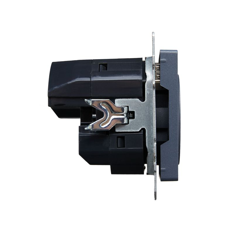 BRITE Розетка 1-местная с заземлением с защитными шторками 16А с USB A+A 5В 2,1А РЮш10-1-БрМ маренго IEK