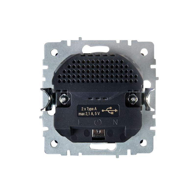 BRITE Розетка 1-местная с заземлением с защитными шторками 16А с USB A+A 5В 2,1А РЮш10-1-БрЖ жемчуг IEK