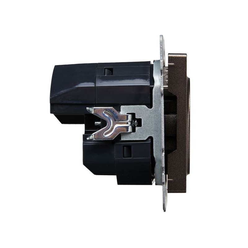 BRITE Розетка 1-местная с заземлением с защитными шторками 16А с USB A+A 5В 2,1А РЮш10-1-БрТБ темная бронза IEK