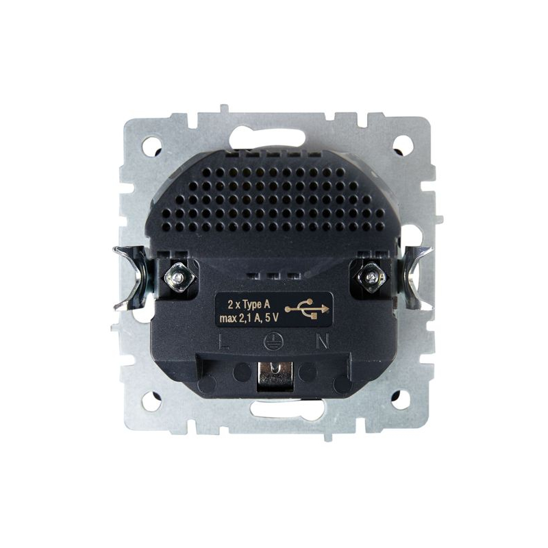 BRITE Розетка 1-местная с заземлением с защитными шторками 16А с USB A+A 5В 2,1А РЮш10-1-БрТБ темная бронза IEK