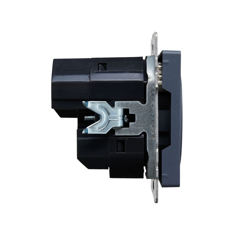 BRITE Розетка 1-местная с заземлением с защитными шторками 16А с USB A+C 18Вт РЮш11-1-БрМ маренго IEK