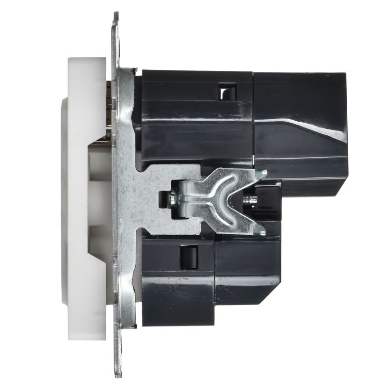 BRITE Розетка 1-местная с заземлением с защитными шторками 16А с USB A+C 18Вт РЮш11-1-БрАБ арктический белый IEK