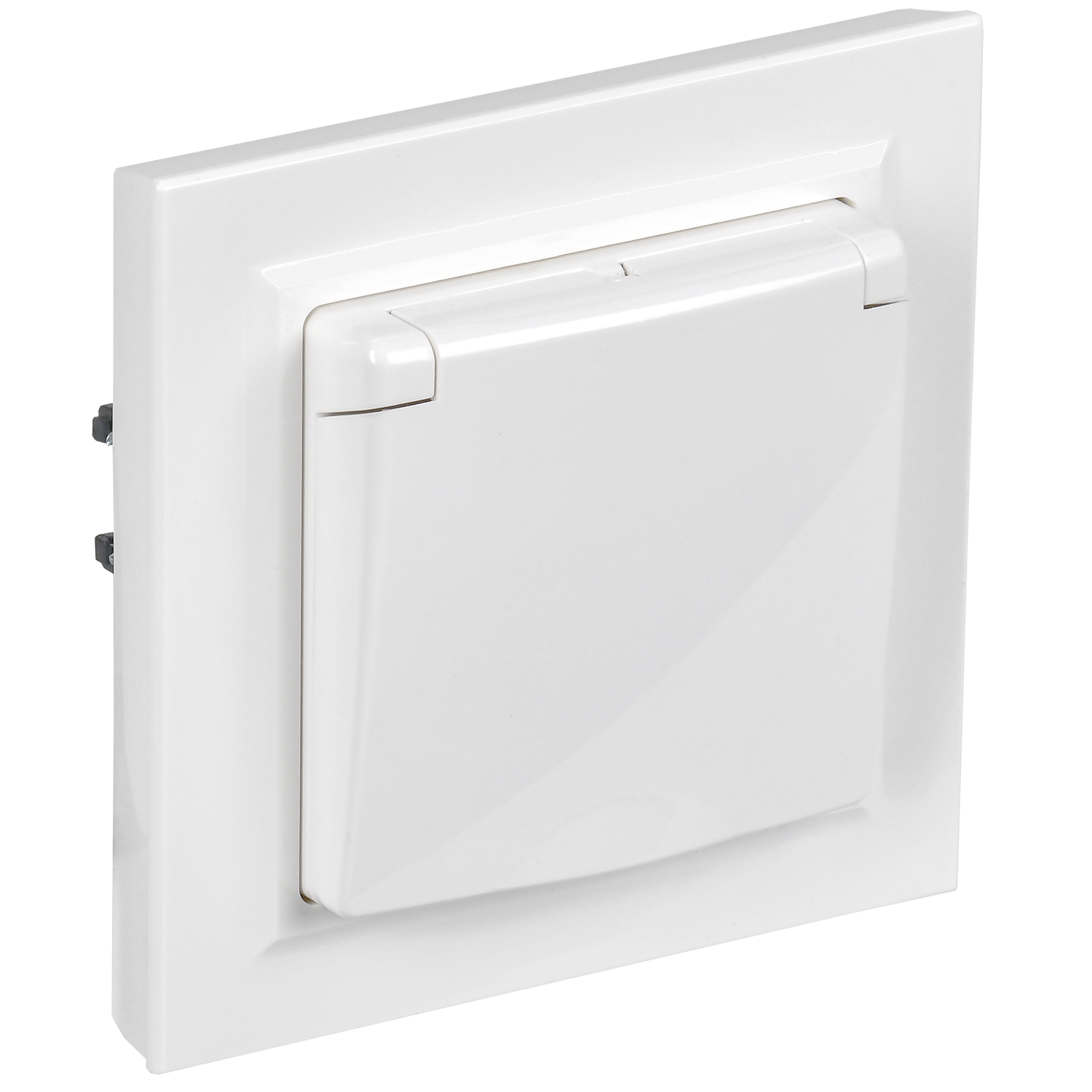 BRITE Розетка 1-местная с заземлением с защитными шторками и крышкой 16А IP44 в сборе РСбш10-3-44-БрБ белый