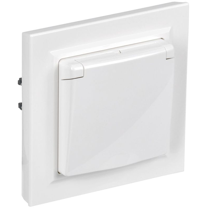 BRITE Розетка 1-местная с заземлением с защитными шторками и крышкой 16А IP44 в сборе РСбш10-3-44-БрБ белый