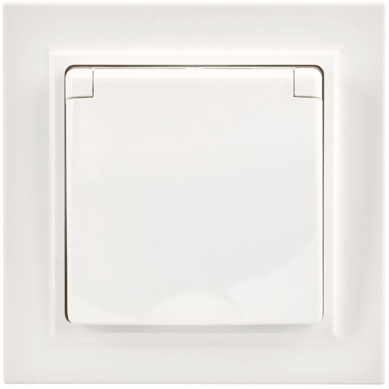 BRITE Розетка 1-местная с заземлением с защитными шторками и крышкой 16А IP44 в сборе РСбш10-3-44-БрБ белый