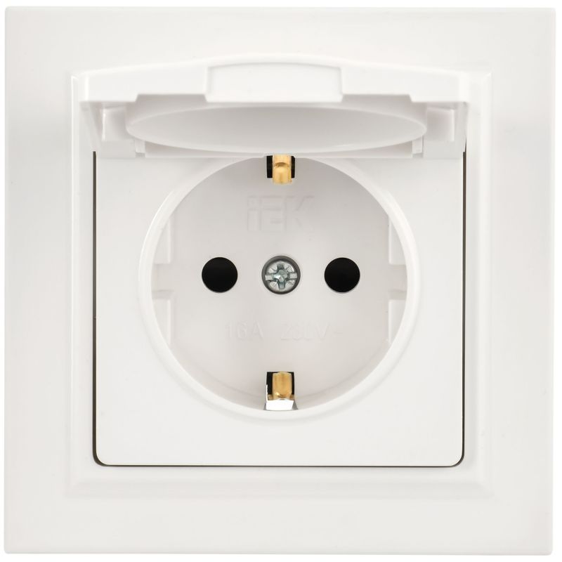 BRITE Розетка 1-местная с заземлением с защитными шторками и крышкой 16А IP44 в сборе РСбш10-3-44-БрБ белый