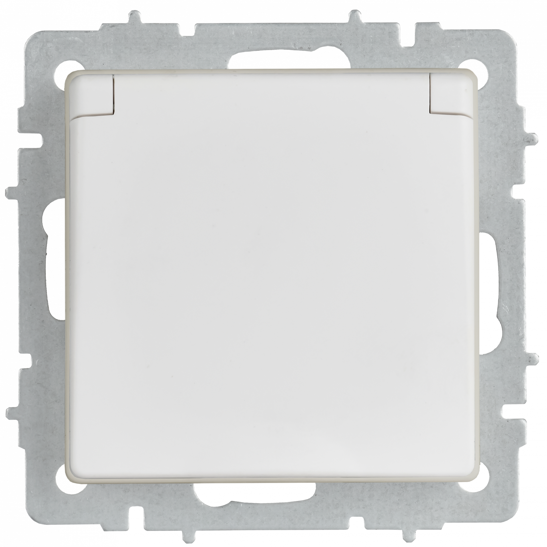 BRITE Розетка 1-местная с заземлением с защитными шторками и крышкой 16А IP44 РСбш10-3-44-БрАБ арктический белый IEK