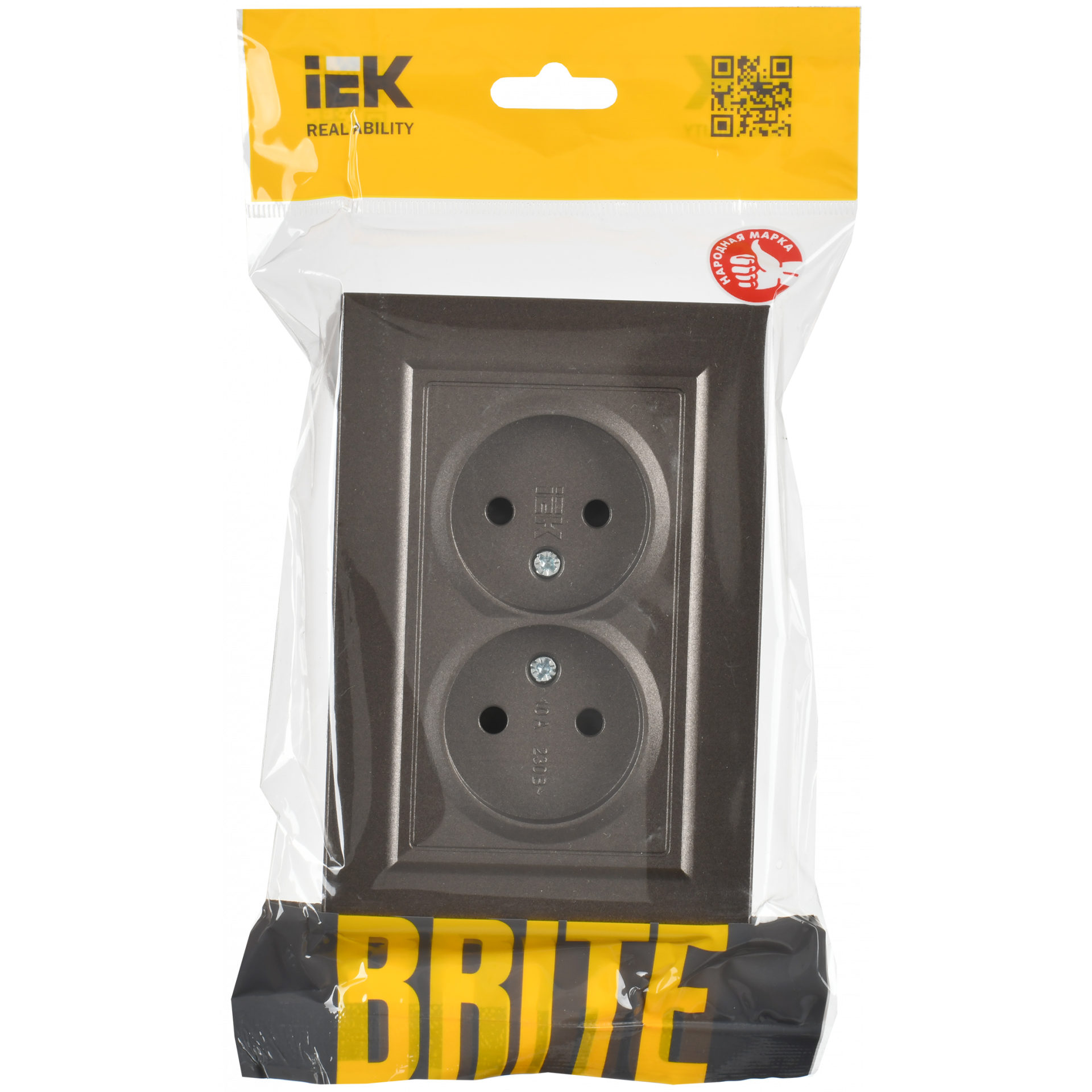 BRITE Розетка 2-местная без заземления без защитных шторок 10А в сборе РС12-2-БрТБ темная бронза IEK