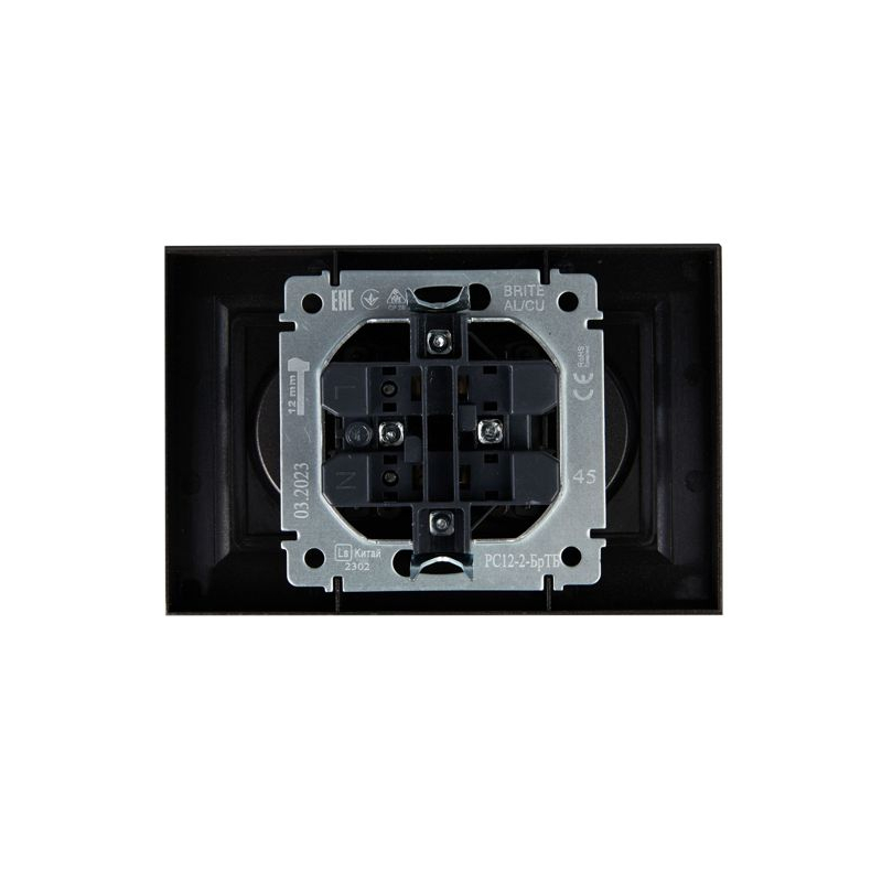 BRITE Розетка 2-местная без заземления без защитных шторок 10А в сборе РС12-2-БрТБ темная бронза IEK