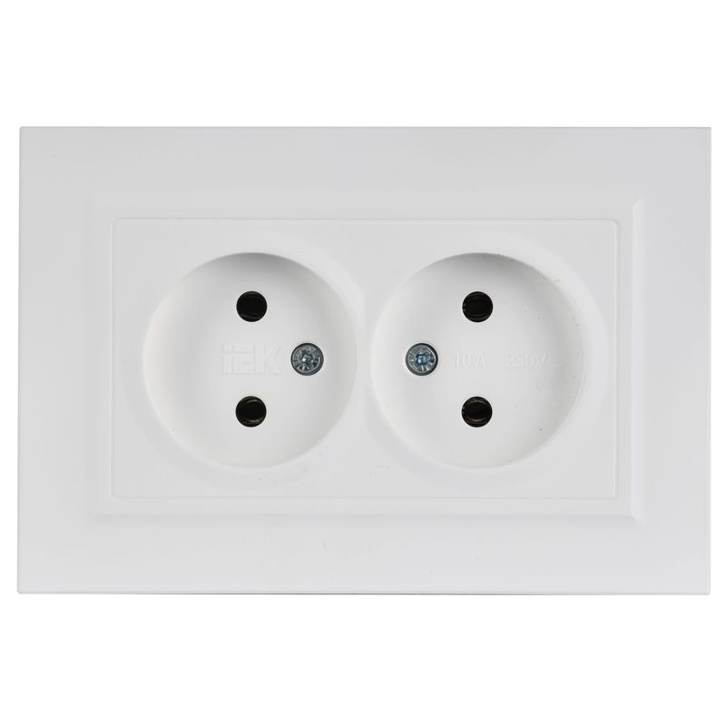 BRITE Розетка 2-местная без заземления без защитных шторок 10А в сборе РС12-2-БрАБ арктический белый IEK