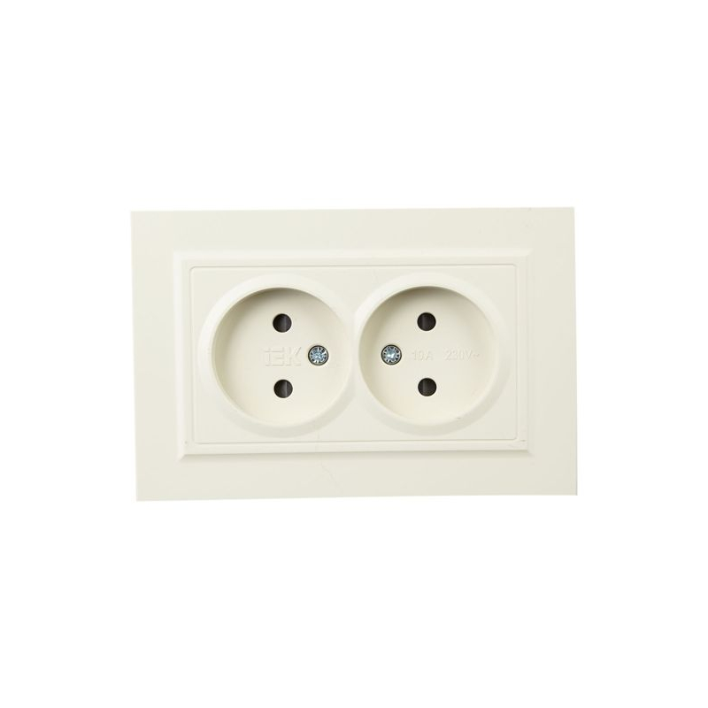 BRITE Розетка 2-местная без заземления с защитными шторками 10А в сборе РСш12-2-БрКр бежевый IEK