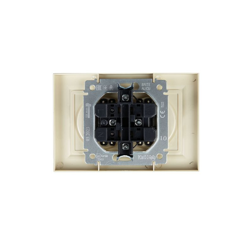 BRITE Розетка 2-местная без заземления с защитными шторками 10А в сборе РСш12-2-БрКр бежевый IEK