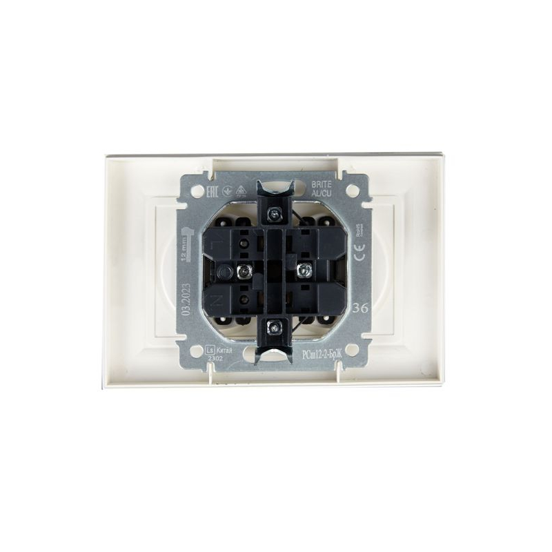 BRITE Розетка 2-местная без заземления с защитными шторками 10А в сборе РСш12-2-БрЖ жемчуг IEK