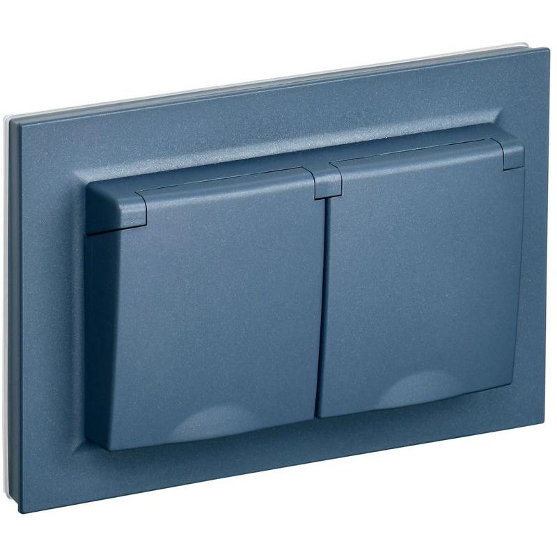 BRITE Розетка 2-местная с заземлением с защитными шторками и крышкой 16А в сборе IP44 РСбш12-3-44-БрМ маренго IEK