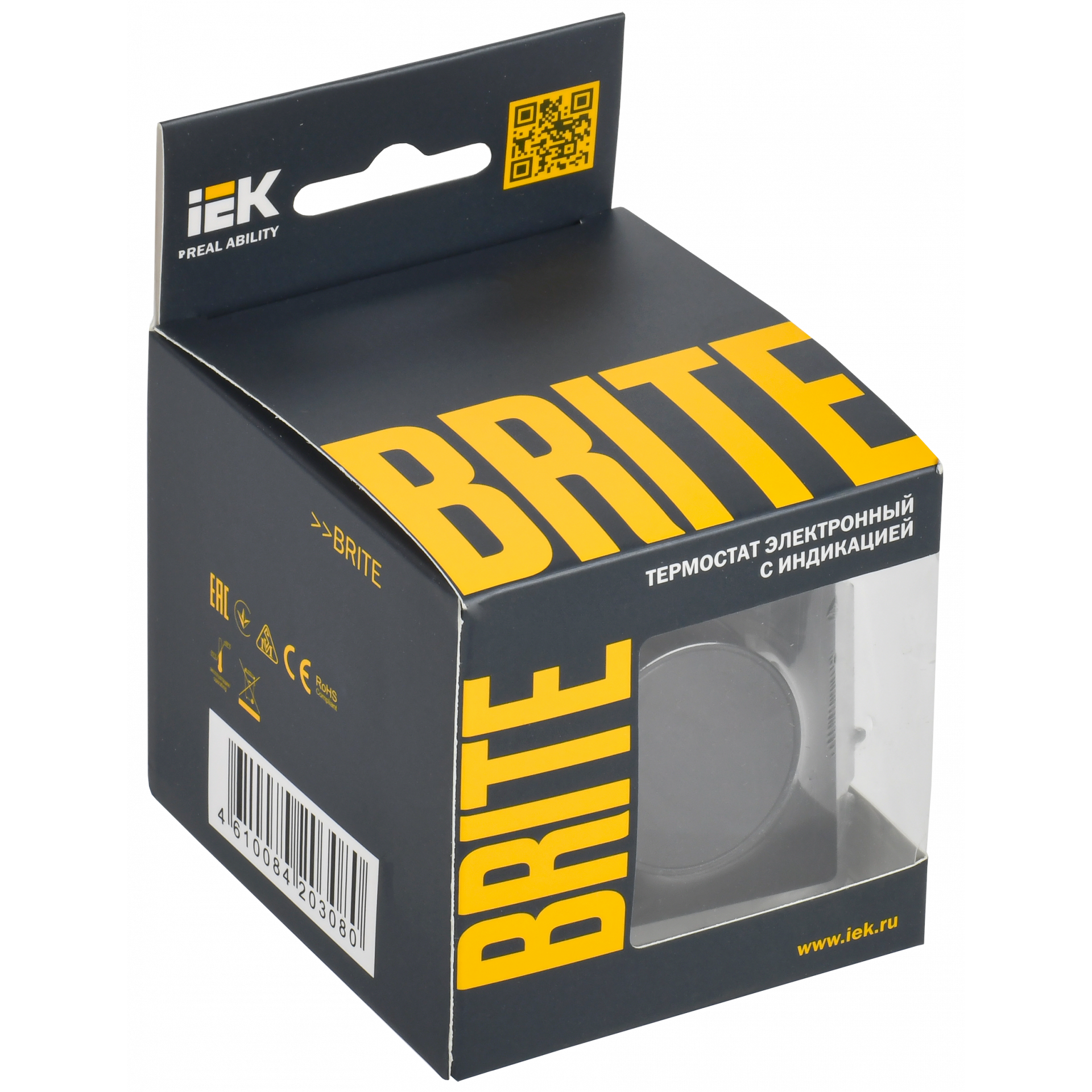 BRITE Термостат электронный с индикацией ТС10-1-БрЧ черный IEK