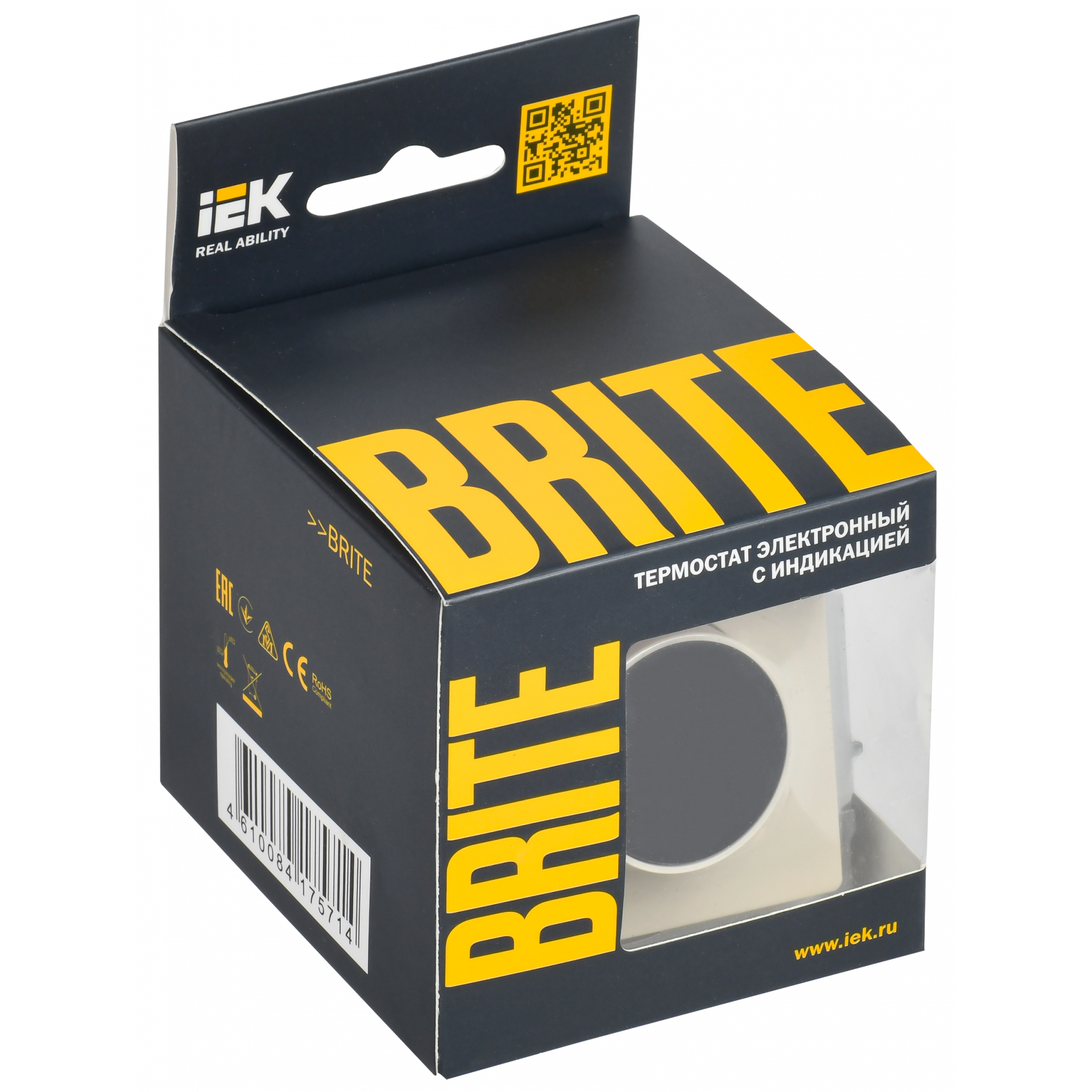 BRITE Термостат электронный с индикацией ТС10-1-БрКр бежевый IEK