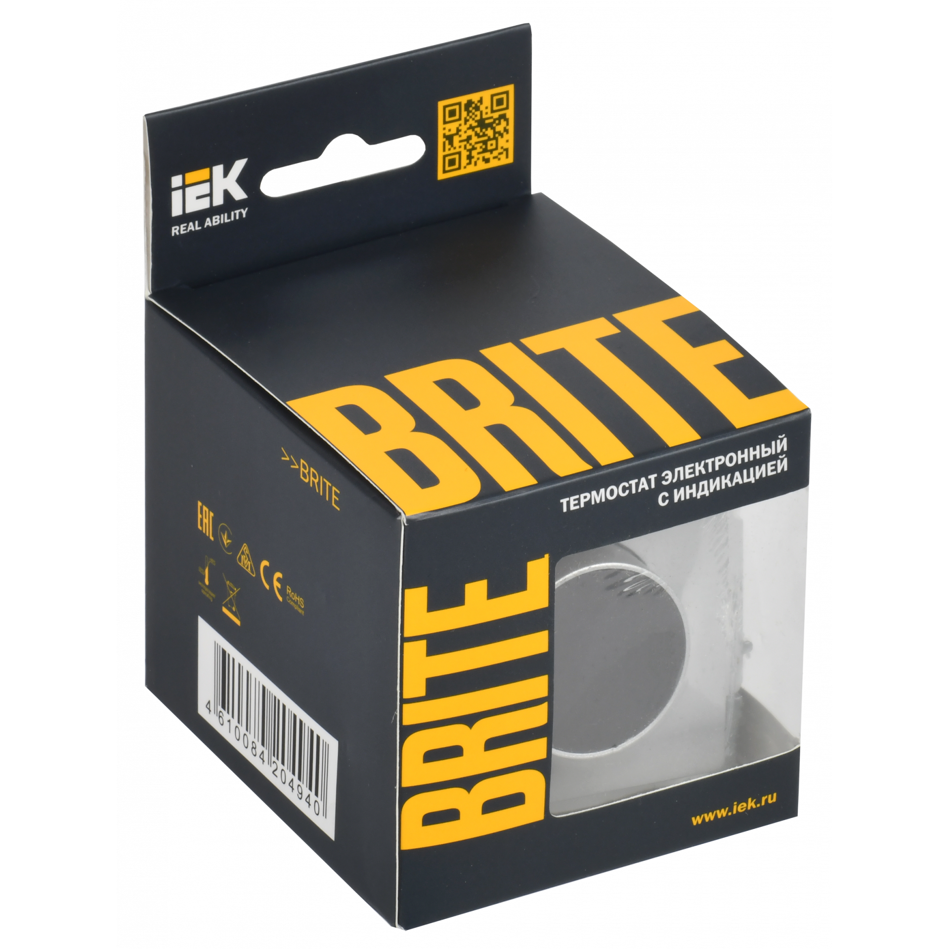 BRITE Термостат электронный с индикацией ТС10-1-БрА алюминий IEK