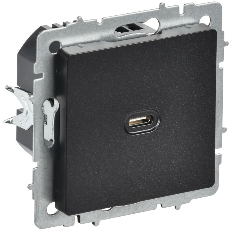 BRITE Розетка USB C 65Вт высокоскоростная зарядка РЮ12-1-БрЧ черный IEK