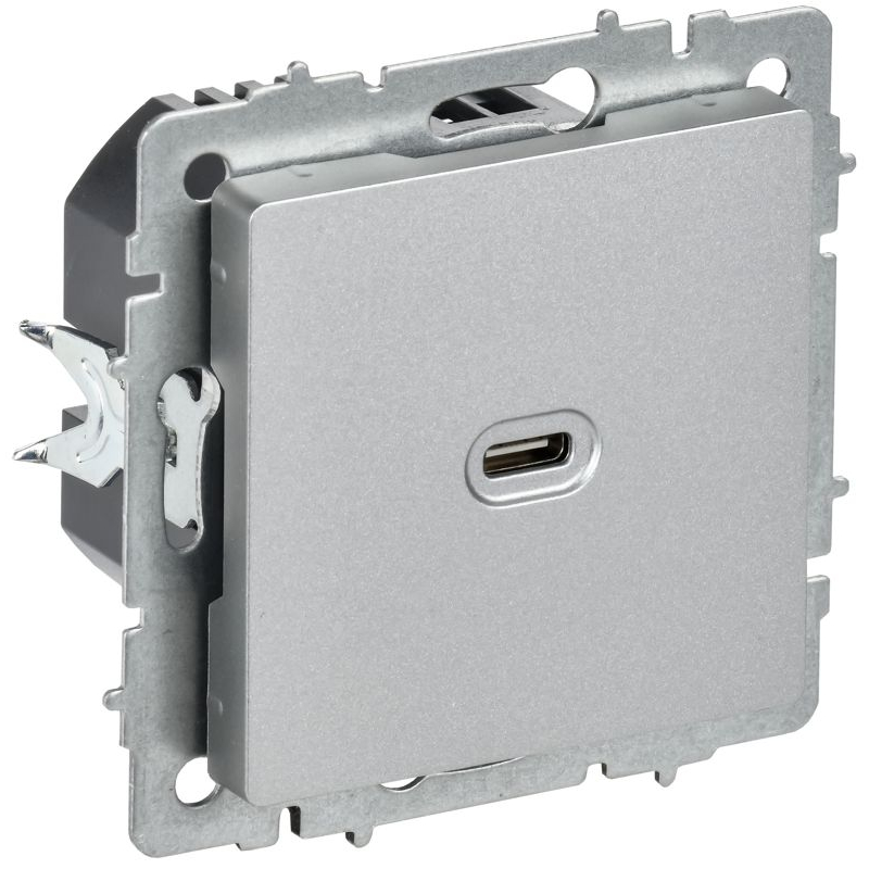 BRITE Розетка USB C 65Вт высокоскоростная зарядка РЮ12-1-БрА алюминий IEK