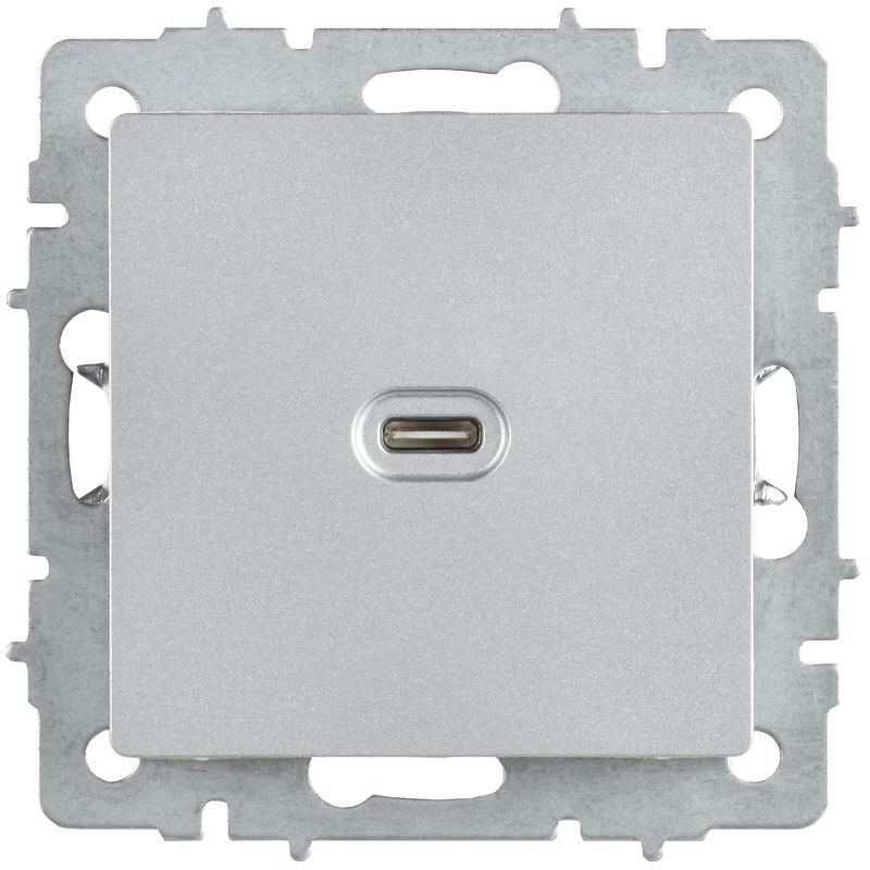 BRITE Розетка USB C 65Вт высокоскоростная зарядка РЮ12-1-БрА алюминий IEK