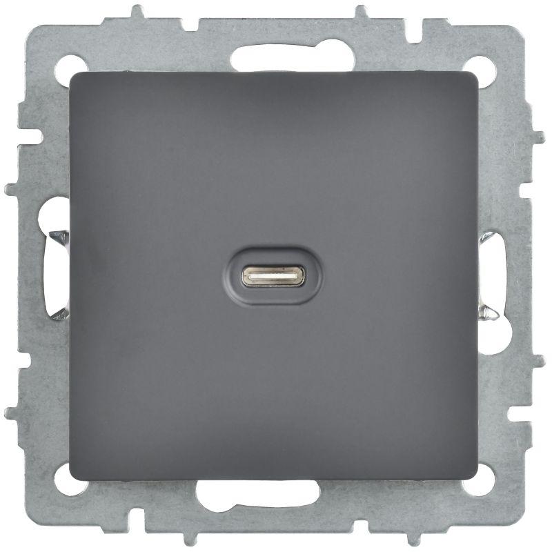 BRITE Розетка USB C 65Вт высокоскоростная зарядка РЮ12-1-БрГ графит IEK