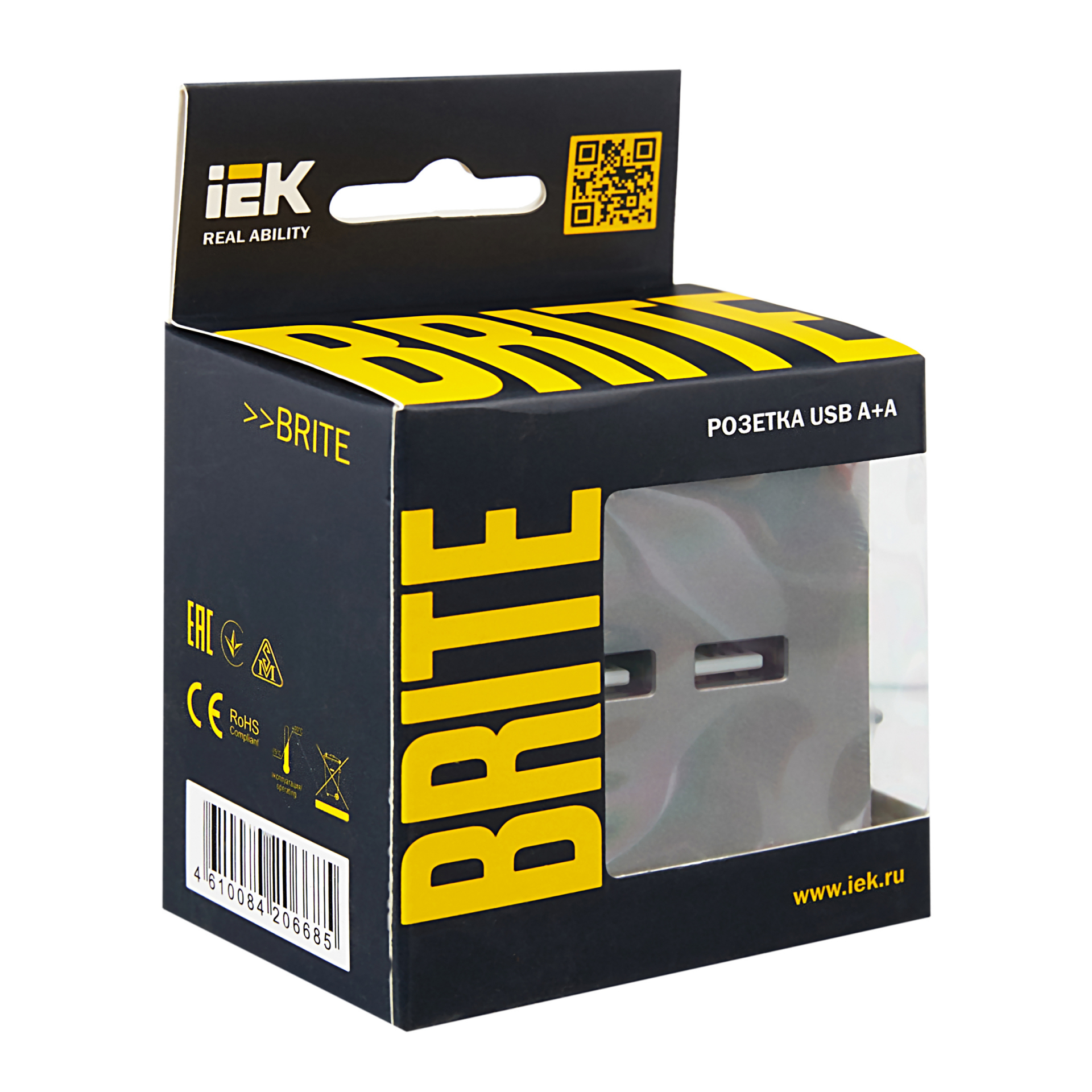 BRITE Розетка USB A+A 5В 3,1А РЮ10-1-БрС сталь IEK