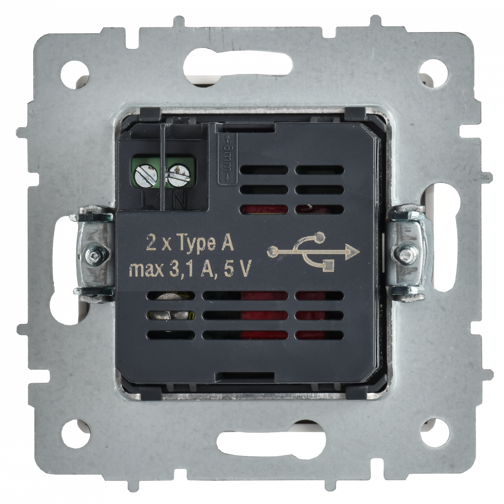 BRITE Розетка USB A+A 5В 3,1А РЮ10-1-БрАБ арктический белый IEK