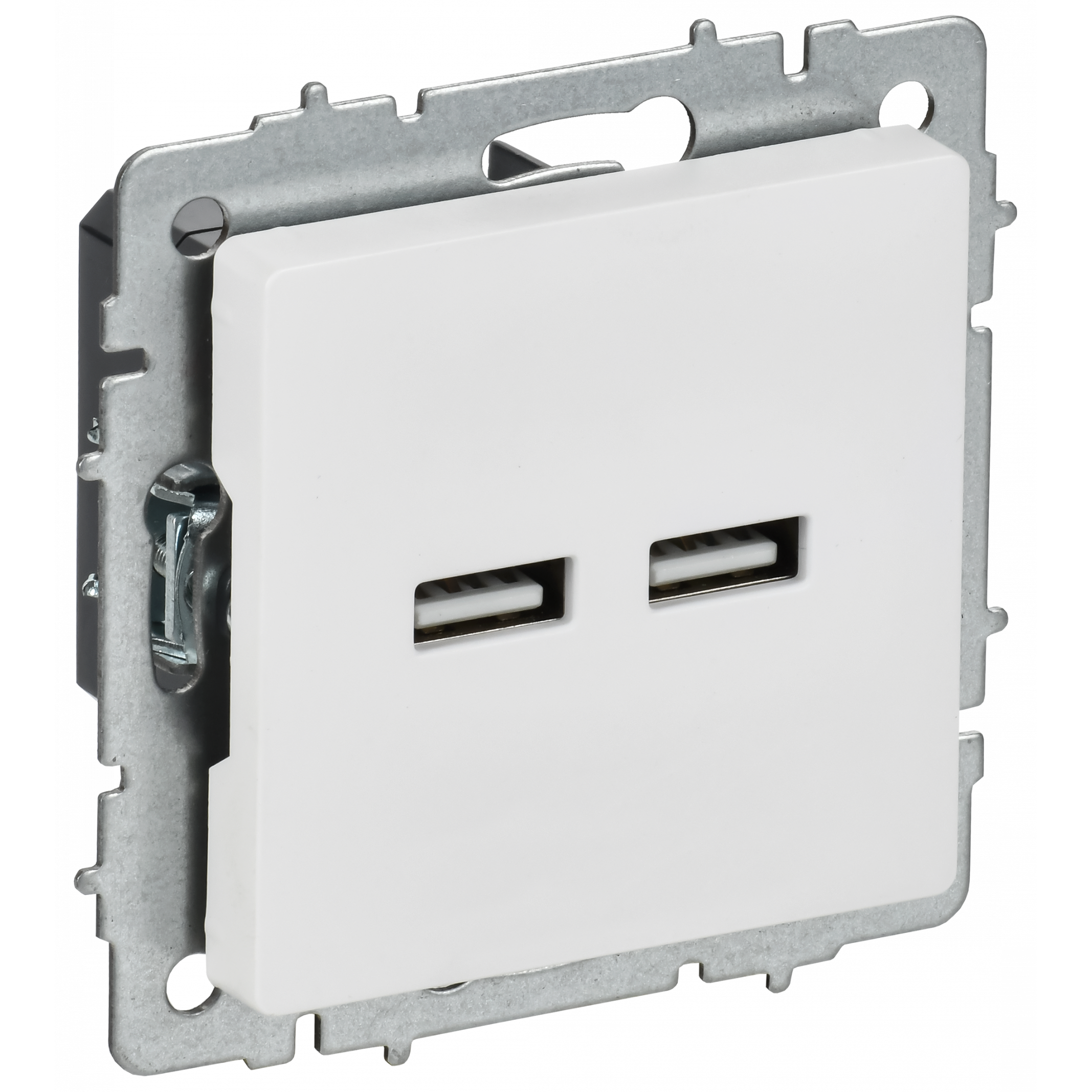 BRITE Розетка USB A+A 5В 3,1А РЮ10-1-БрАБ арктический белый IEK