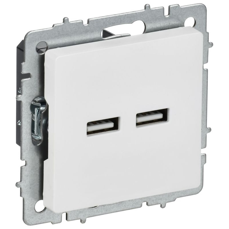 BRITE Розетка USB A+A 5В 3,1А РЮ10-1-БрАБ арктический белый IEK