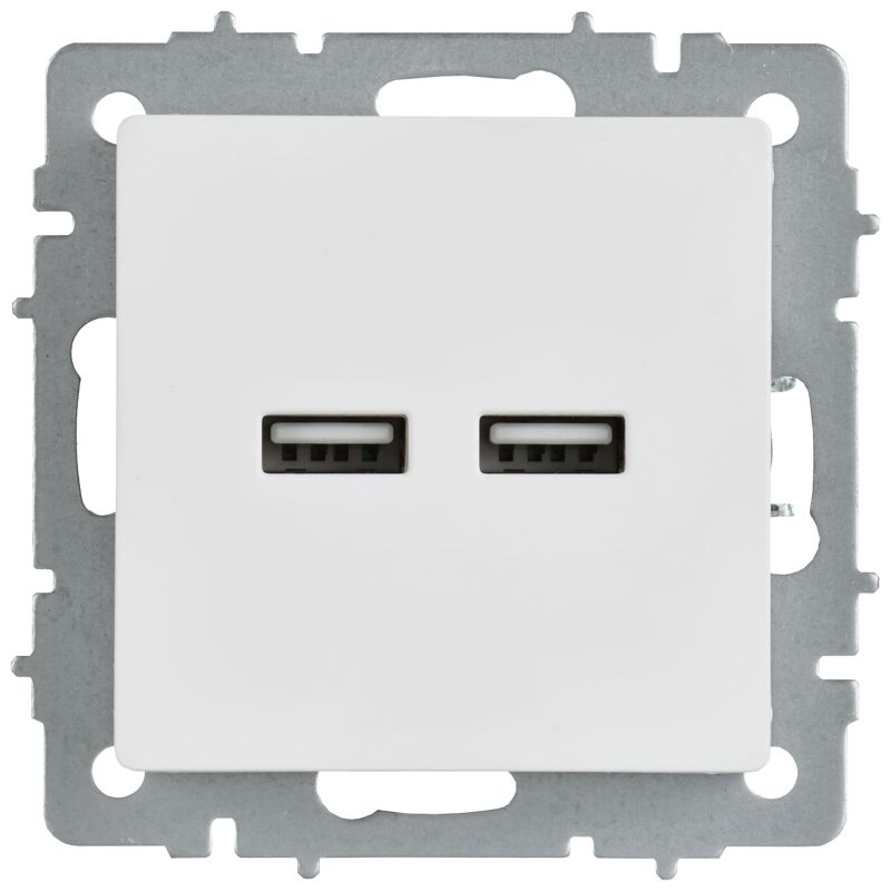 BRITE Розетка USB A+A 5В 3,1А РЮ10-1-БрАБ арктический белый IEK