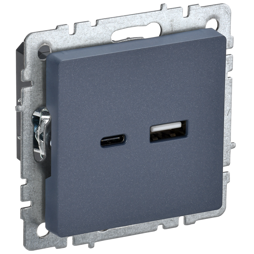 BRITE Розетка USB A+C 18Вт РЮ11-1-БрМ маренго IEK