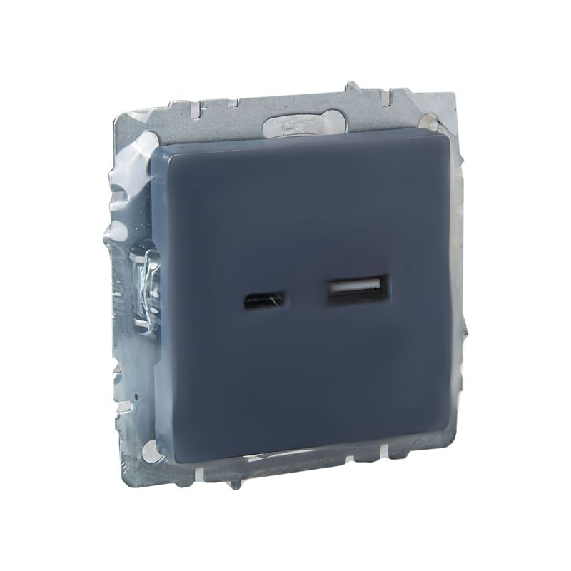 BRITE Розетка USB A+C 18Вт РЮ11-1-БрМ маренго IEK