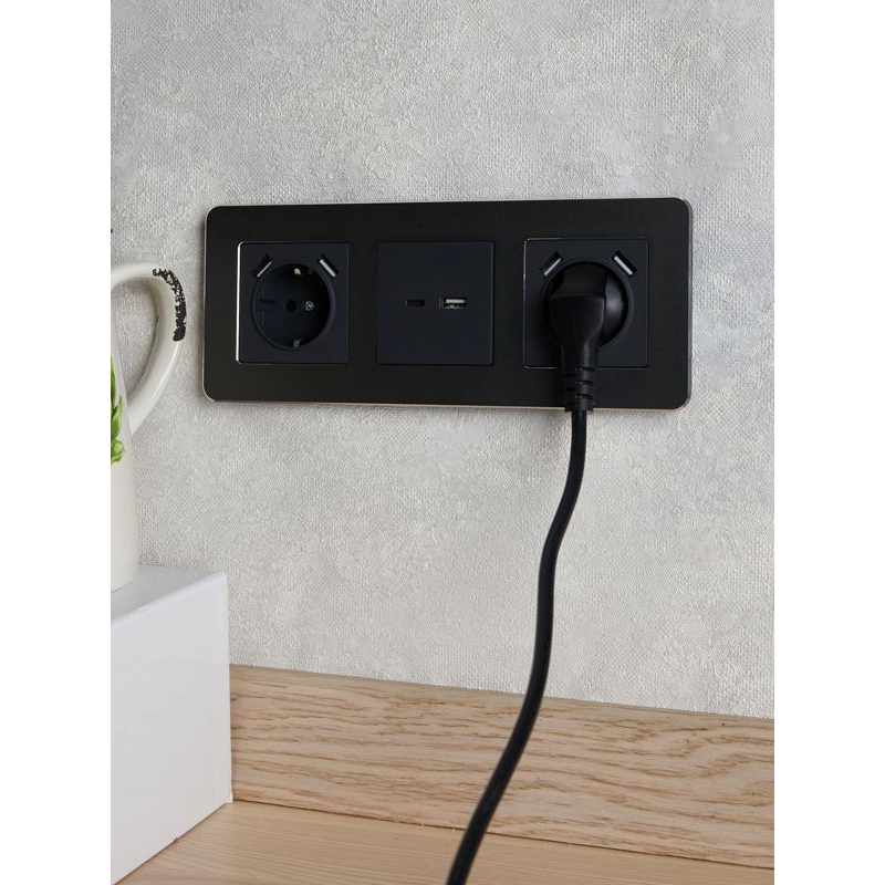 BRITE Розетка USB A+C 18Вт РЮ11-1-БрГ графит IEK