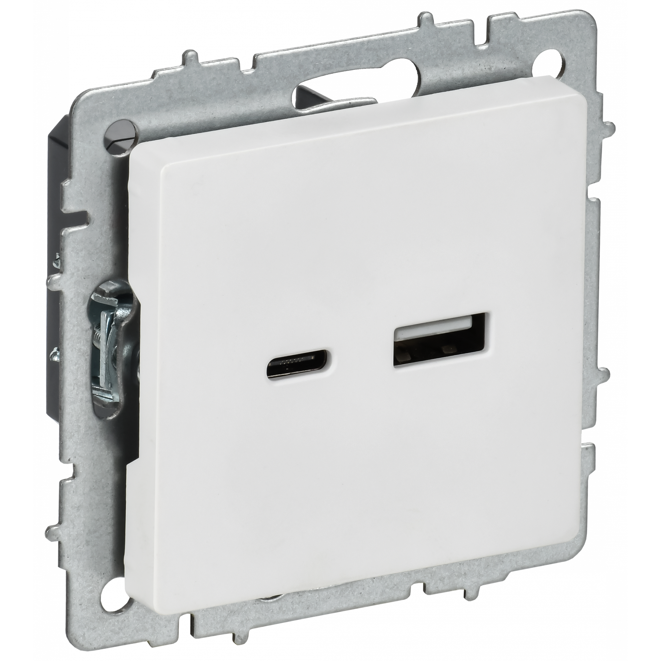 BRITE Розетка USB A+C 18Вт РЮ11-1-БрАБ арктический белый IEK