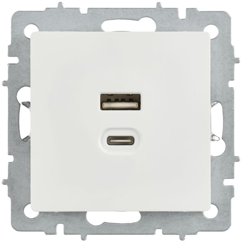 BRITE Розетка USB A+C 45Вт высокоскоростная зарядка РЮ11-2-БрБ белый IEK