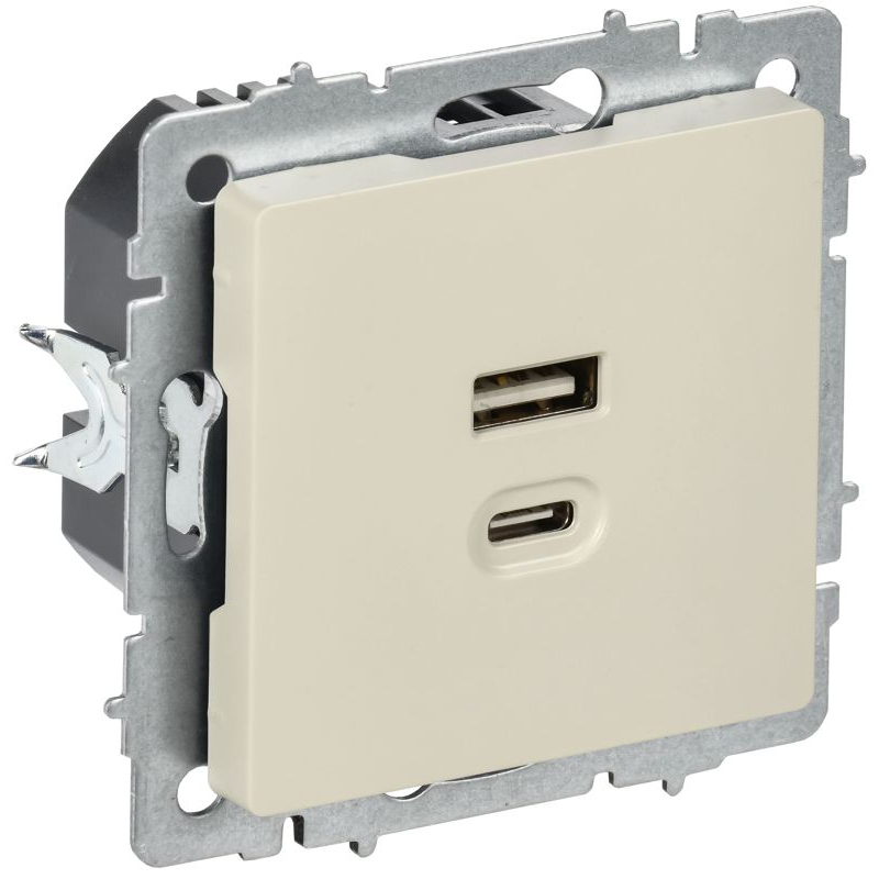 BRITE Розетка USB A+C 45Вт высокоскоростная зарядка РЮ11-2-БрКр бежевый IEK