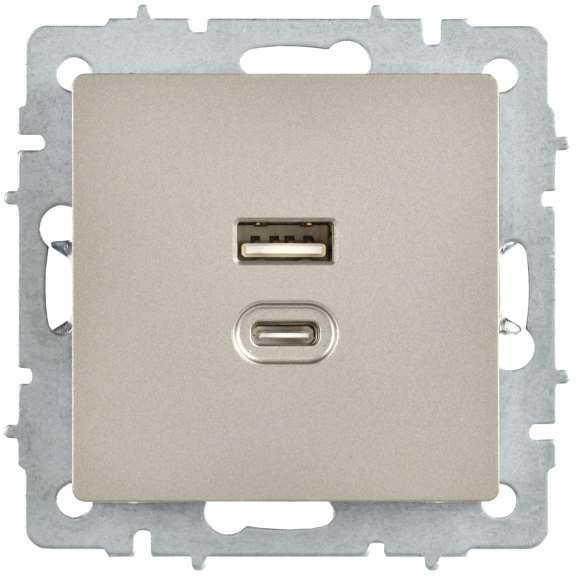 BRITE Розетка USB A+C 45Вт высокоскоростная зарядка РЮ11-2-БрШ шампань IEK