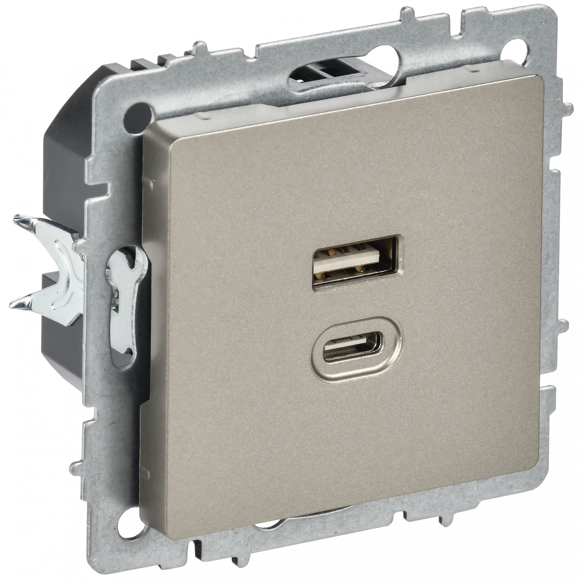 BRITE Розетка USB A+C 45Вт высокоскоростная зарядка РЮ11-2-БрШ шампань IEK