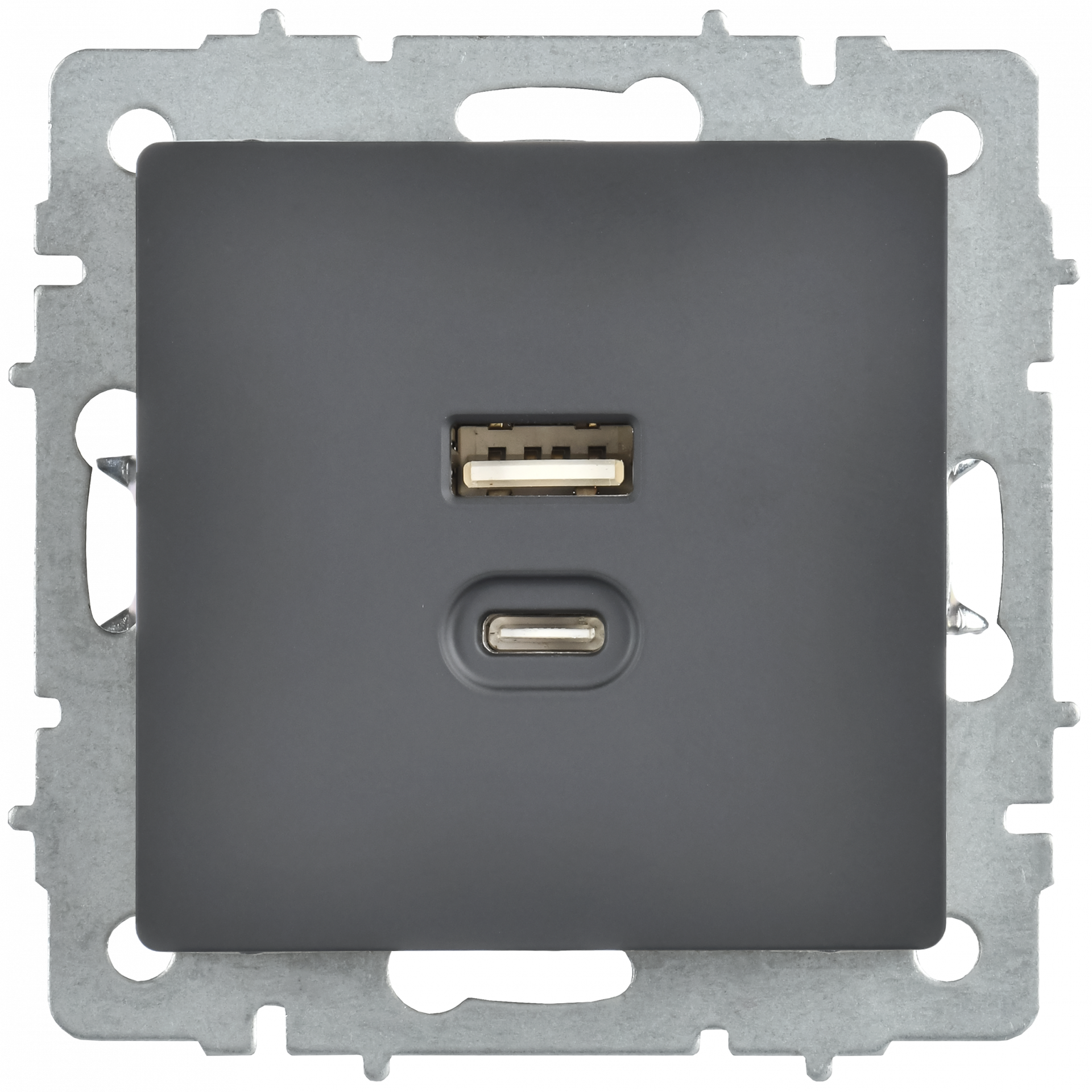 BRITE Розетка USB A+C 45Вт высокоскоростная зарядка РЮ11-2-БрГ графит IEK