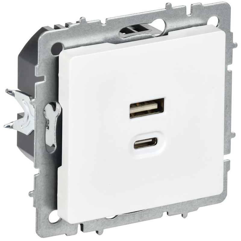 BRITE Розетка USB A+C 45Вт высокоскоростная зарядка РЮ11-2-БрАБ арктический белый IEK