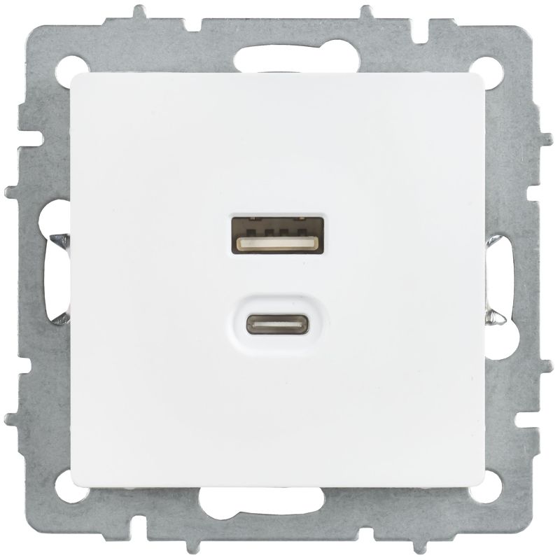 BRITE Розетка USB A+C 45Вт высокоскоростная зарядка РЮ11-2-БрАБ арктический белый IEK