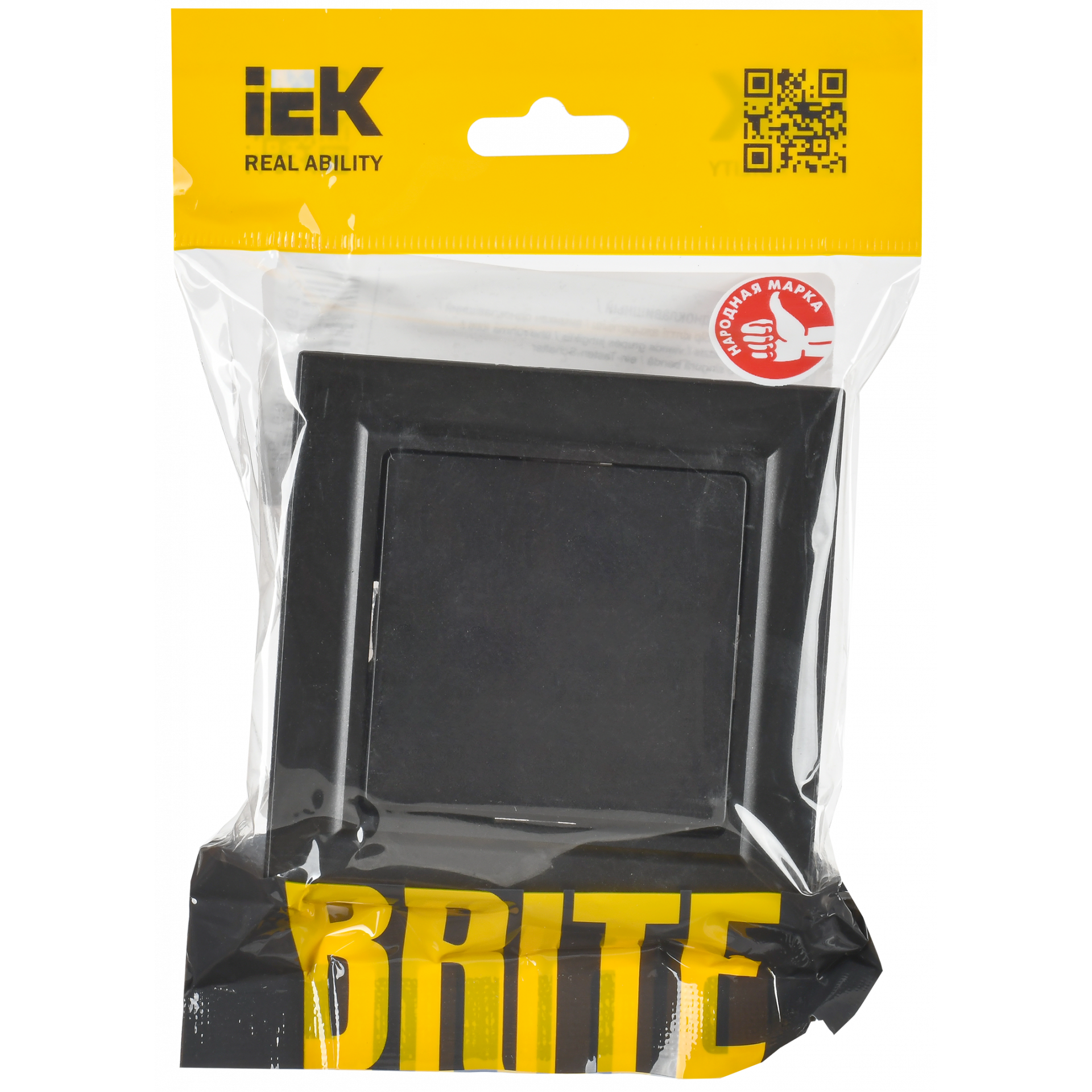 BRITE Выключатель 1-клавишный 10А в сборе ВСР10-1-0-БрЧ черный IEK